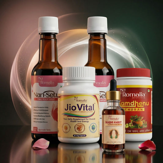Women Wellness Kit (PCOS/PCOD & Thyroid + Digestive Wellness Combo | NariSetu + Jio Vital + Nabhi Amrit + Kamdhenu Churan)