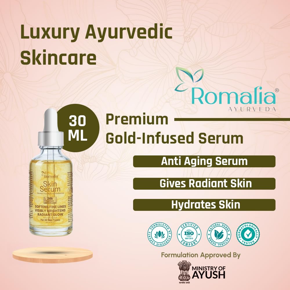 24K Gold Face Serum | Brightening & Anti-Aging with Saffron, Vitamin C & Turmeric | 30ml