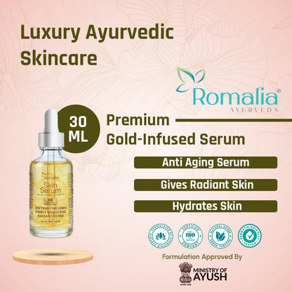 24K Gold Face Serum | Brightening & Anti-Aging with Saffron, Vitamin C & Turmeric | 30ml