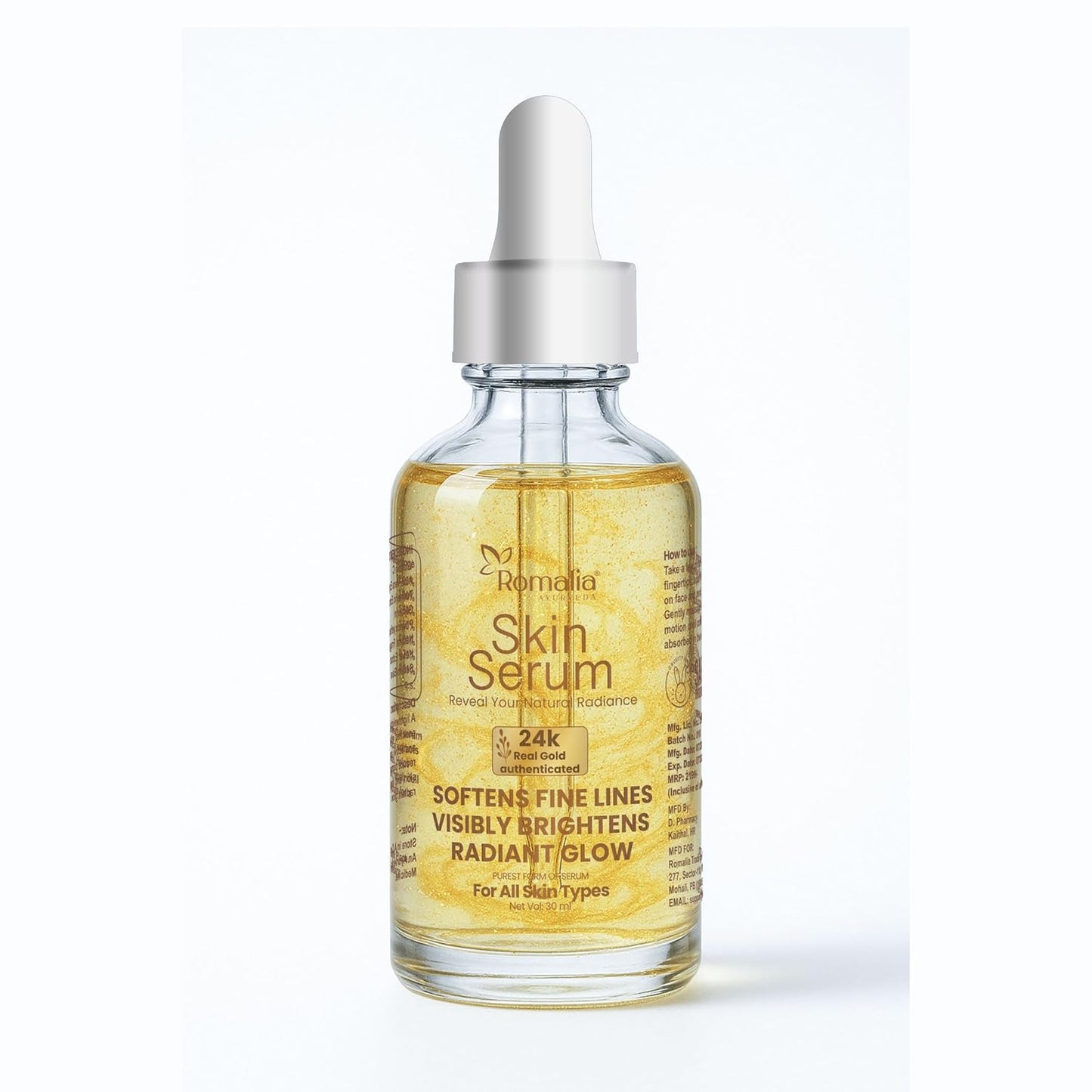24K Gold Face Serum | Brightening & Anti-Aging with Saffron, Vitamin C & Turmeric | 30ml