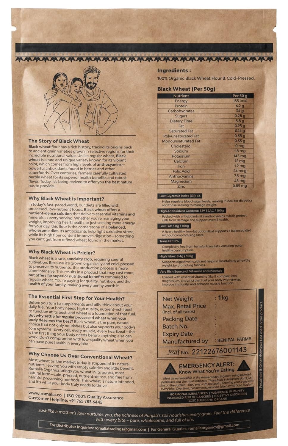 Romalia Organics® Black Wheat – 1kg