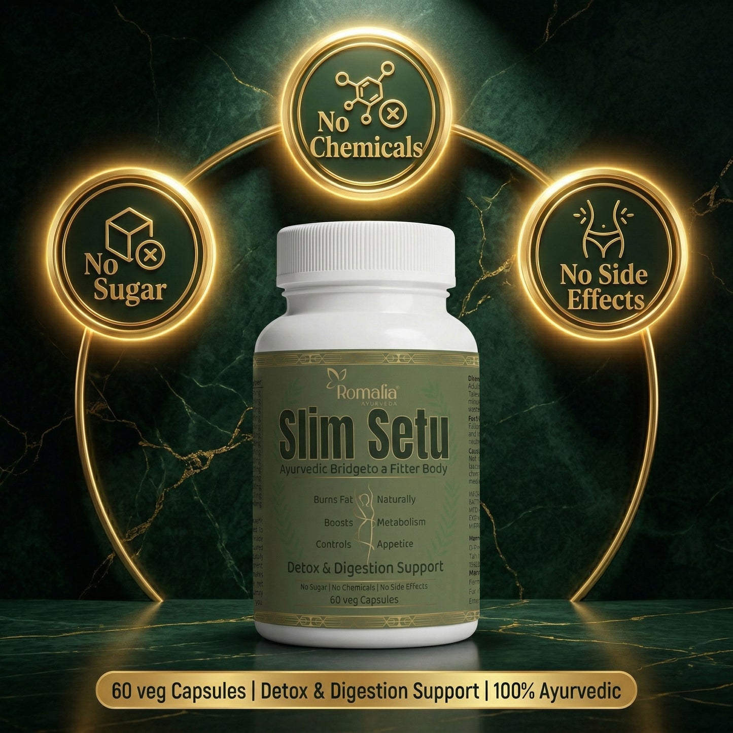 Weight Loss Capsules Natural (Slim Setu) – 60 Veg-Capsules | Ayurvedic Craving Control, Digestion & Metabolism Support