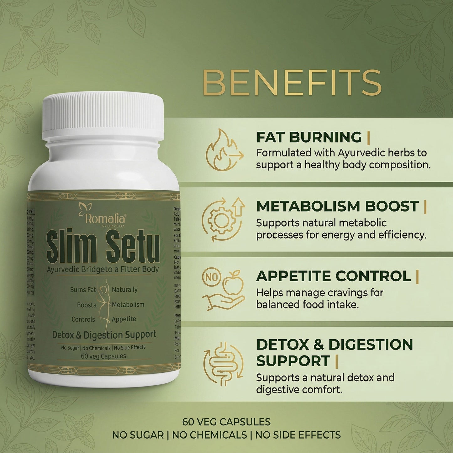 Weight Loss Capsules Natural (Slim Setu) – 60 Veg-Capsules | Ayurvedic Craving Control, Digestion & Metabolism Support