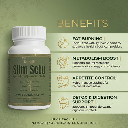 Weight Loss Capsules Natural (Slim Setu) – 60 Veg-Capsules | Ayurvedic Craving Control, Digestion & Metabolism Support