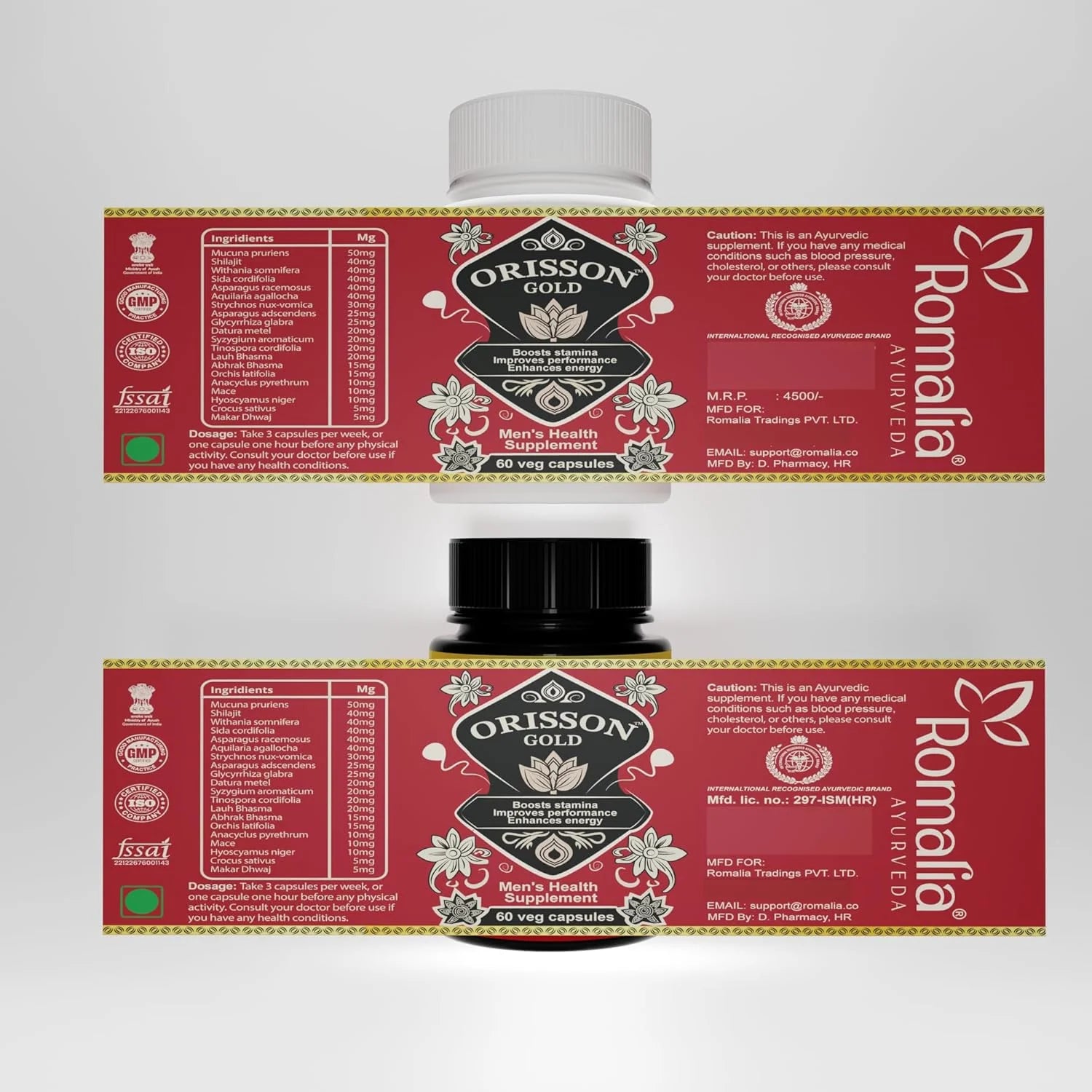 Romalia Orisson Gold African and Ayurvedic herbal supplement for men’s strength, energy and wellness