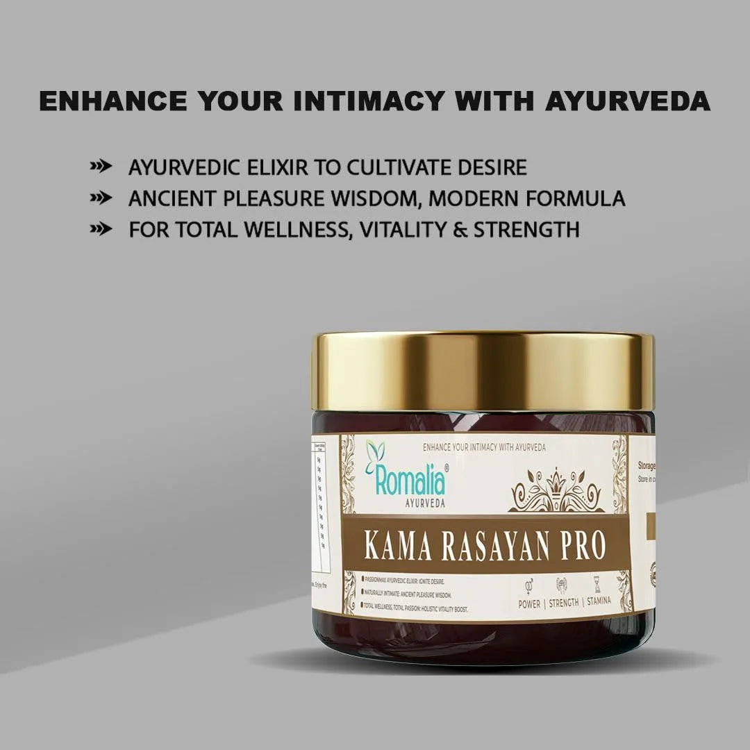 Kama Rasayan Pro herbal rasayan chyawanprash style formula showing texture and daily usage for men’s energy stamina and wellness