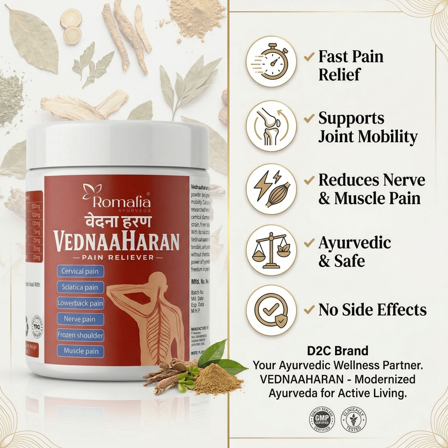 Nerve & Joint Pain Relief Capsules (Vedna Setu) – 60 Capsules | Cervical, Sciatica, Back Pain & Muscle Support